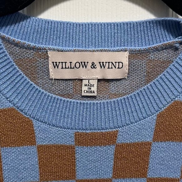 Willow and Wind Checkered Knit Dress Keyhole Back Large - Picture 4 of 4